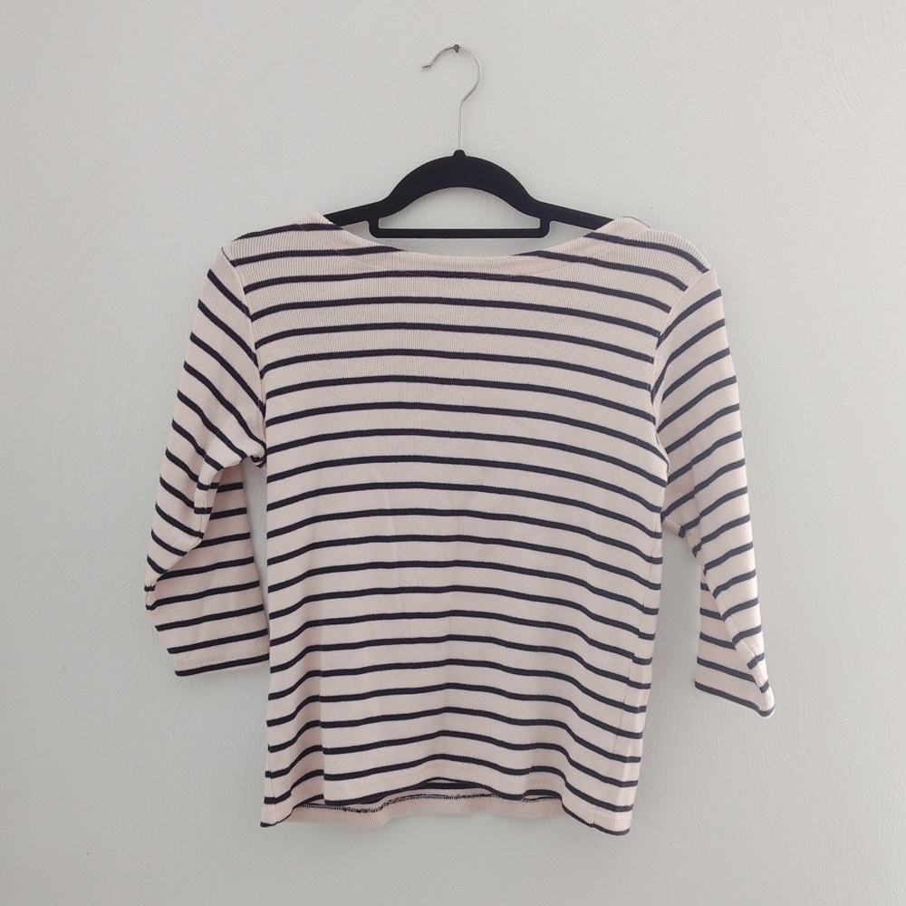 🌟LL Bean Cotton Shirt 3/4 Sleeve Striped Like New